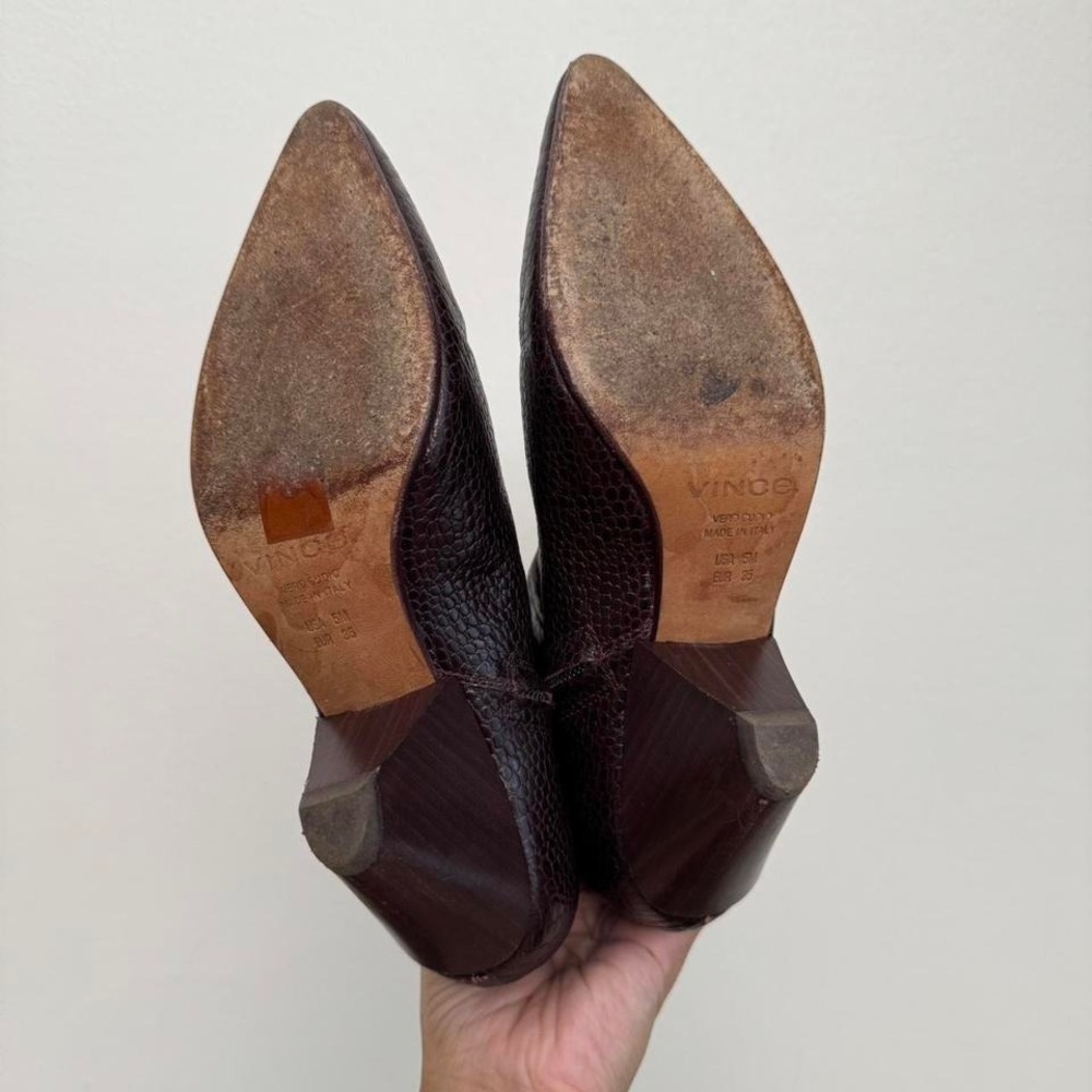 Vince Burgundy Python Ankle Boot Size 5 Snake Rep… - image 4